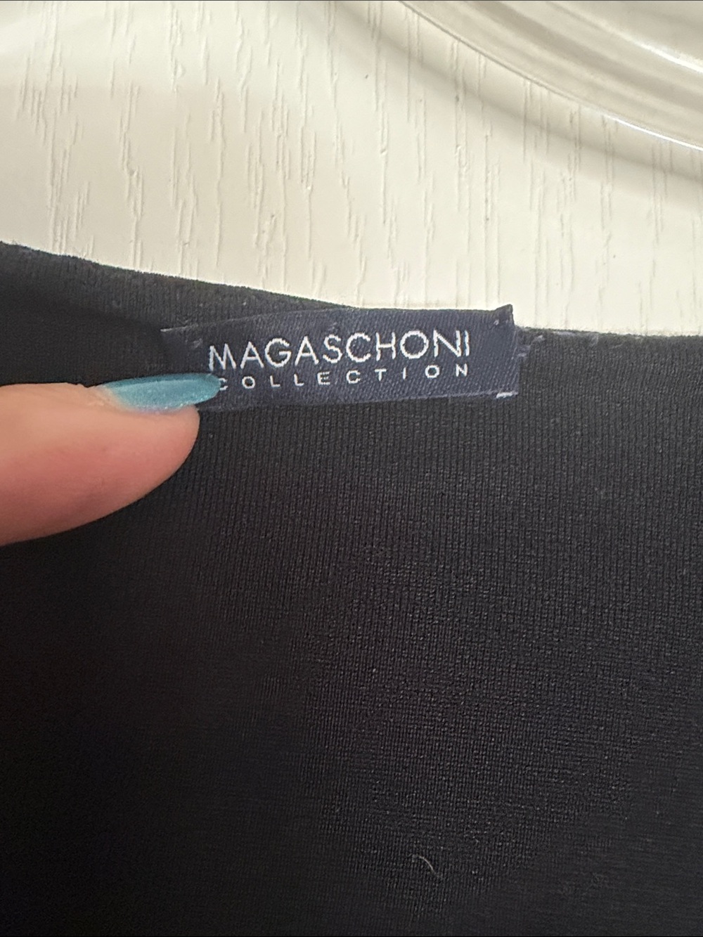 Magaschoni Black Scoop Neck Top with Metallic Embellished Waist - Picture 2 of 8